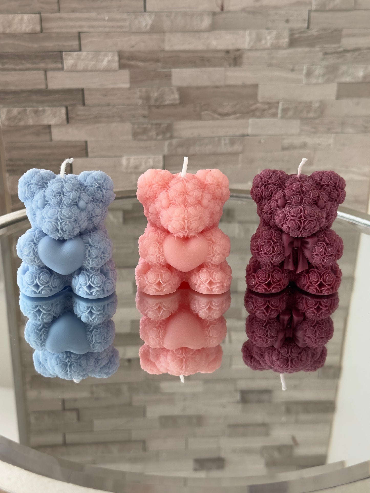 Small Rose Teddy Bear Candle