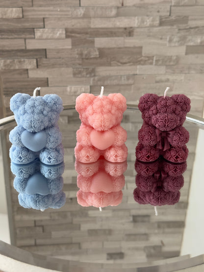 Small Rose Teddy Bear Candle