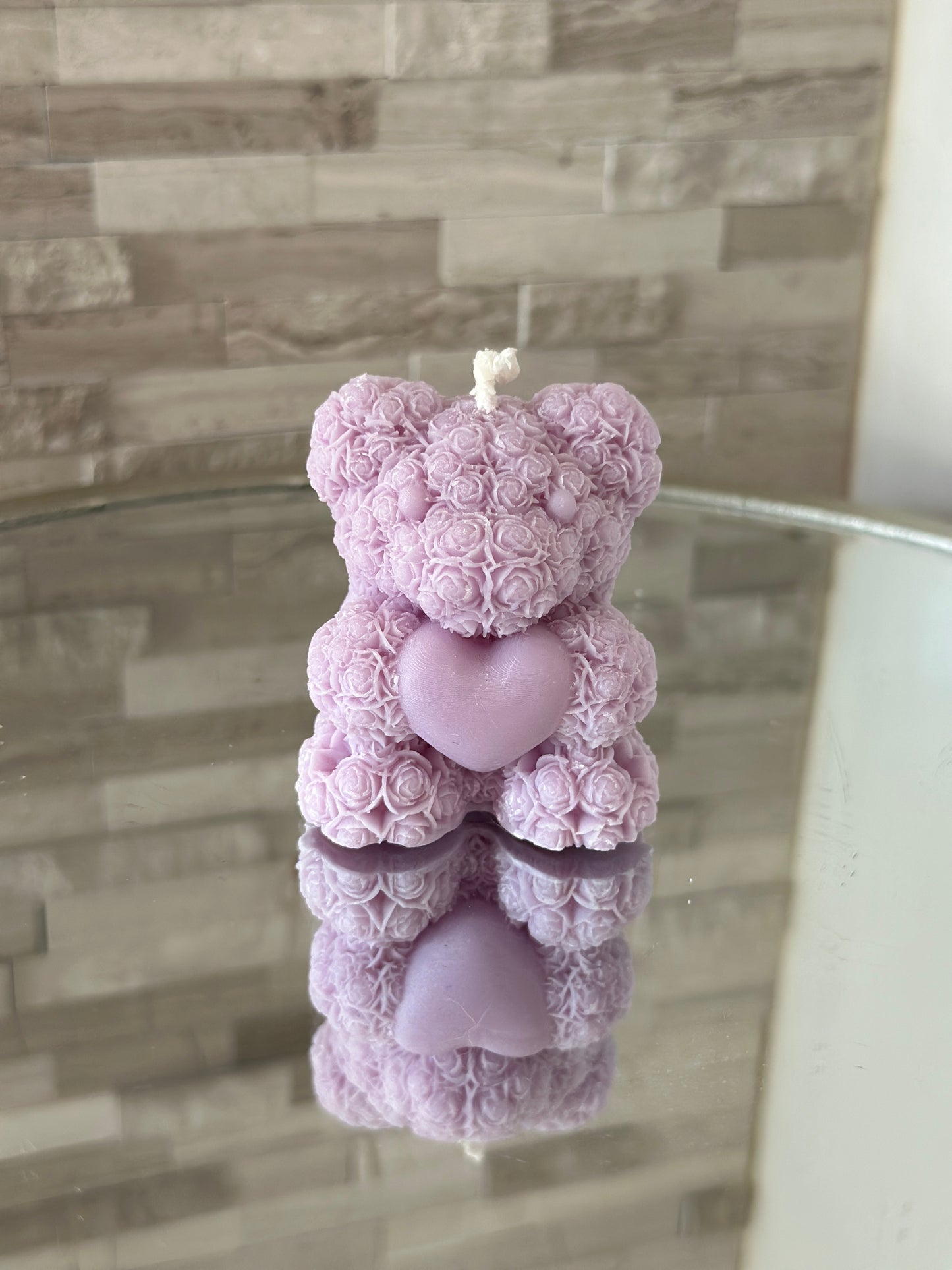 Small Rose Teddy Bear Candle