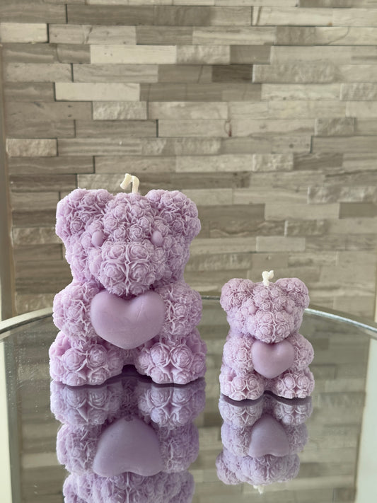 Large Rose Teddy Bear Candle