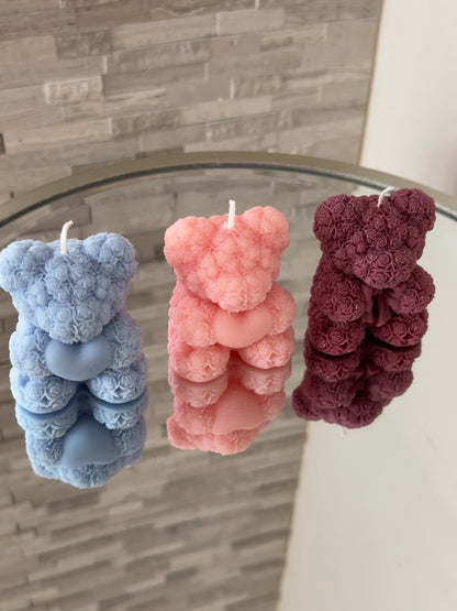 Small Rose Teddy Bear Candle