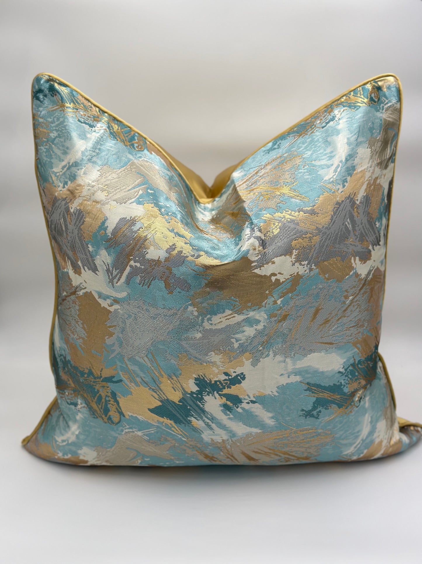 Golden Teal Pillow Cover